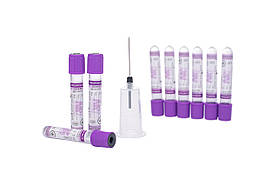 Пробірка вакуумна для забору крові «MEDRYNOK», 3 мл, EDTA K3, 13х75 мм, стерильна, з фіолетовою кришкою