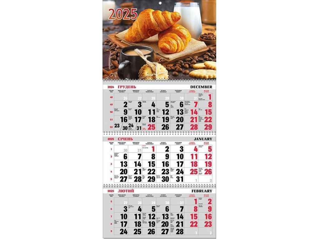 Календар квартальний на пружині офісний/домашній на 3пр 2025р. BG3 25-06 ТМ Україна