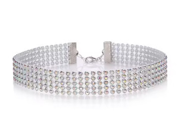 Чокер зі стразами сріблястий на шию, фото 1