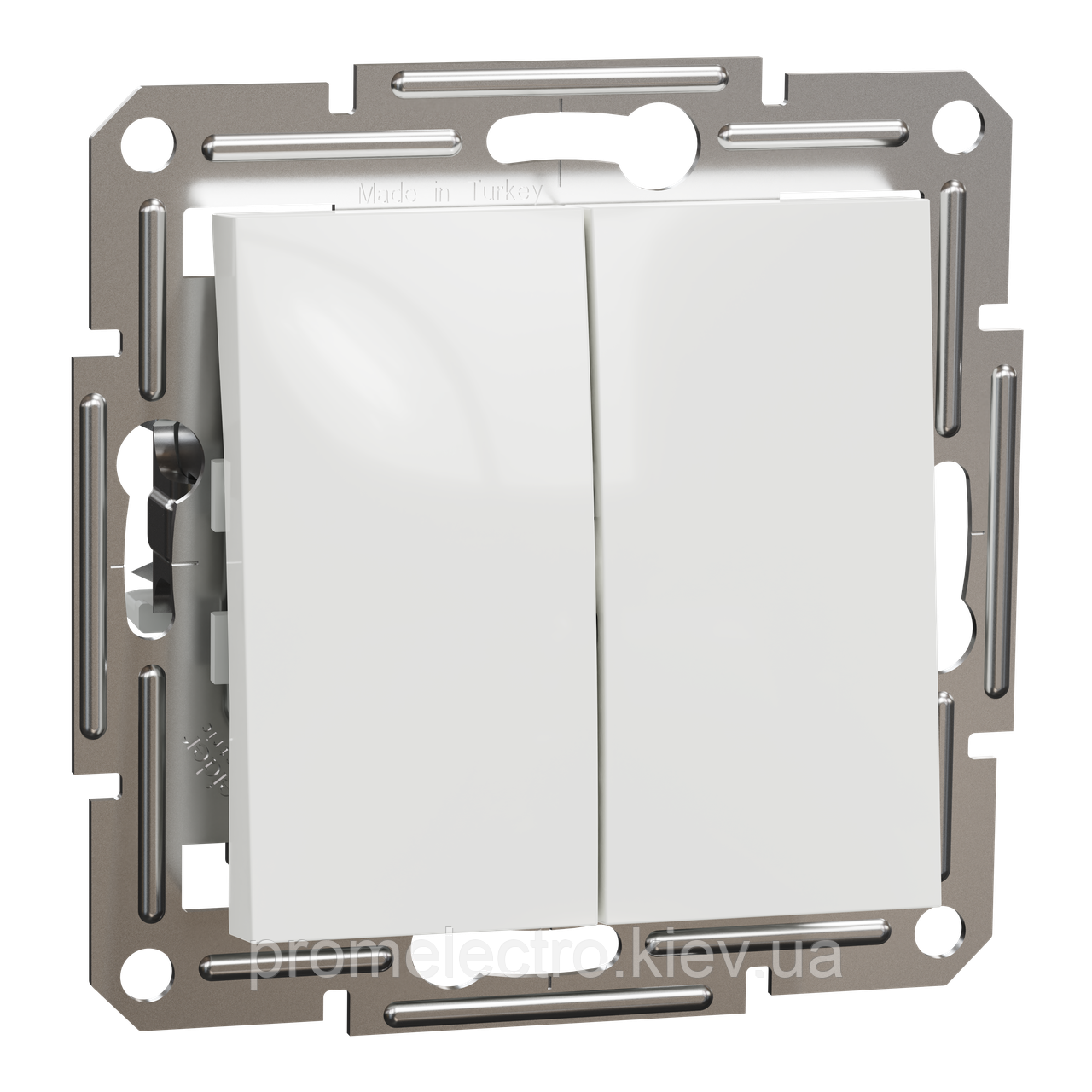 Перемикач Schneider-Electric Asfora 2-клавішний прохідний білий без рамки EPH0670121