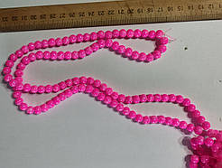 Нимистини мармурові яскраво-рожеві діаметр 8 мм на нитці