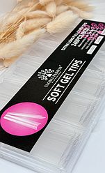 Гелеві типси Global Fashion Soft Gel Tips, 240 шт., екстрадовга аркова балерина, прозорі