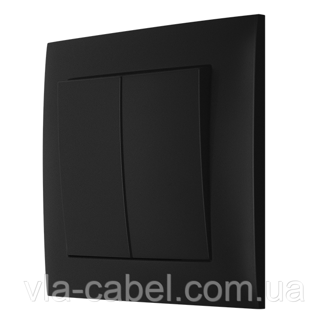 Вимикач 2 кл двоклвішний внутрішній чорний IDEAL BLACK MARSHEL Туреччина, фото 1