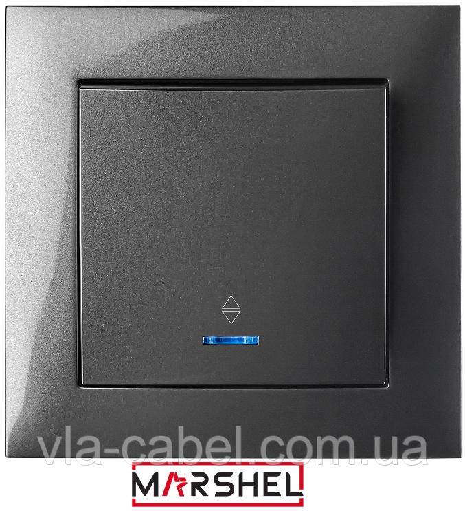 Вимикач одноклавішний з LED підсвічуванням прохідний серія "IDEAL GRAFFITE" ТМ"MARSHEL", фото 1