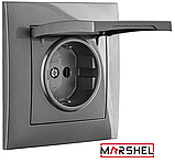 Розетка одномісна з заземленням бризгозахищена серія "IDEAL GRAFFITE" ТМ"MARSHEL", фото 2