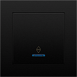 Вимикач 1 кл одноклавішний з підсвіткою прохідний чорний IDEAL BLACK MARSHEL Туреччина, фото 3