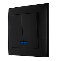 Вимикач 2 кл двоклавішний з LED підсвіткою чорний IDEAL BLACK MARSHEL Туреччина
