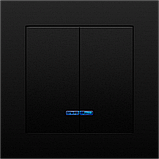 Вимикач 2 кл двоклавішний з LED підсвіткою чорний IDEAL BLACK MARSHEL Туреччина, фото 3