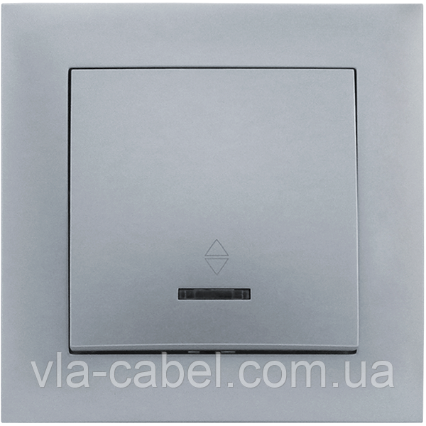 Вимикач одноклавішний з LED підсвічуванням прохідний серія "IDEAL SILVER" ТМ"MARSHEL", фото 1