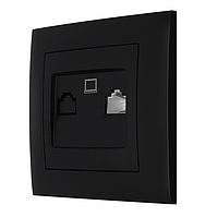 Розетка комп'ютерна RJ45 одинарна чорна IDEAL BLACK MARSHEL Туреччина