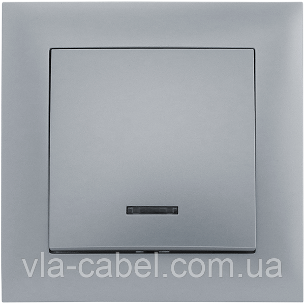 Вимикач одноклавішний з LED підсвічуванням серія "IDEAL SILVER" ТМ"MARSHEL", фото 1