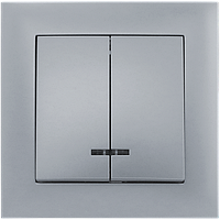 Вимикач двоклавішний з LED підсвічуванням серія "IDEAL SILVER" ТМ"MARSHEL"