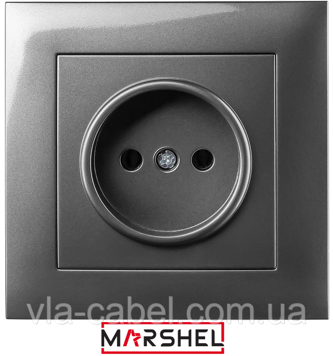 Розетка одинарна графіт без заземлення Marshel Ideal вбудована Туреччина, фото 1