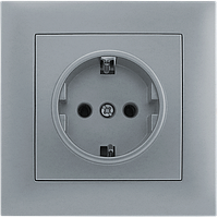 Розетка одномісна з заземленням серія "IDEAL SILVER" ТМ"MARSHEL"