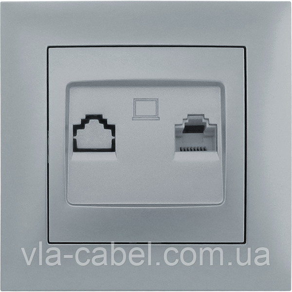 Розетка комп'ютерна серія "IDEAL SILVER" ТМ"MARSHEL", фото 1