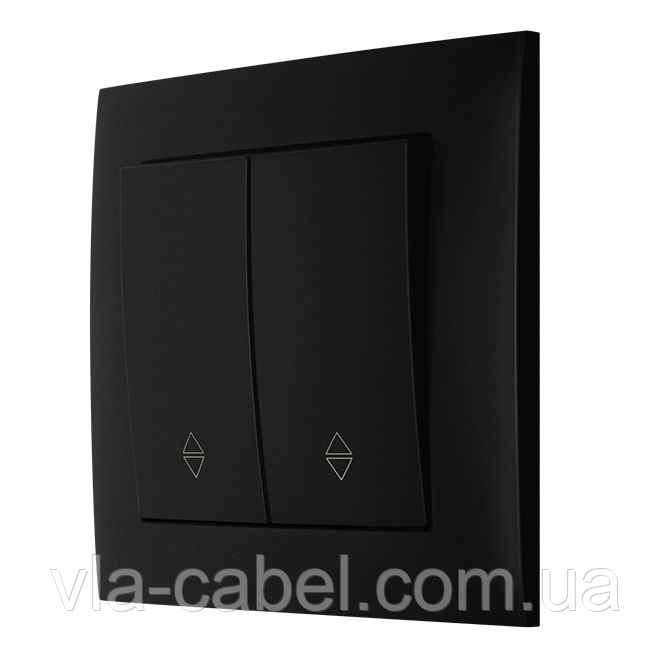 Вимикач 2 кл двоклавішний прохідний чорний IDEAL BLACK MARSHEL Туреччина, фото 1