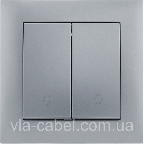 Вимикач двоклавішний на два напрямки серія "IDEAL SILVER" ТМ"MARSHEL", фото 1