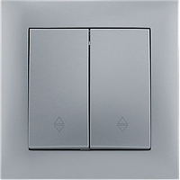 Вимикач двоклавішний на два напрямки серія "IDEAL SILVER" ТМ"MARSHEL"