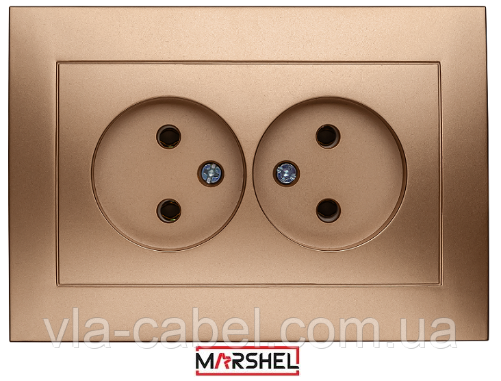 Розетка двомісна серія "IDEAL GOLD" ТМ"MARSHEL", фото 1
