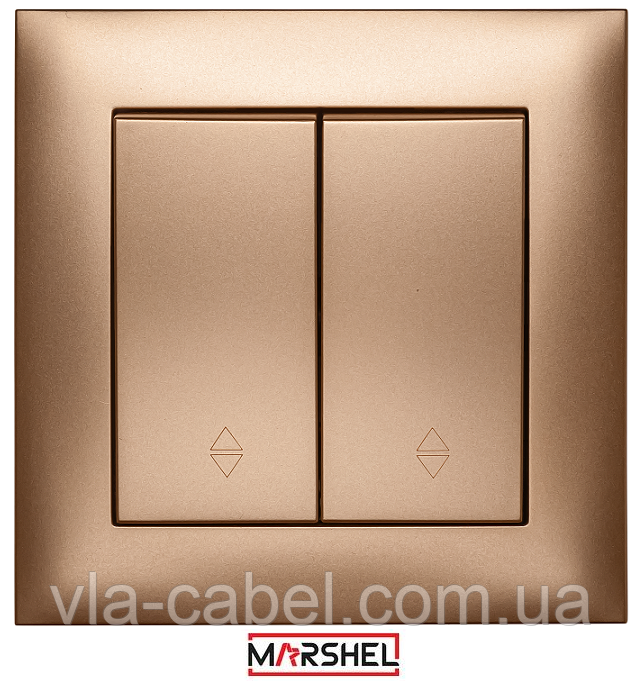 Вимикач двоклавішний прохідний серія "IDEAL GOLD" ТМ"MARSHEL"