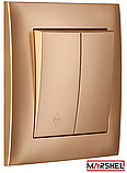 Вимикач двоклавішний прохідний серія "IDEAL GOLD" ТМ"MARSHEL", фото 3