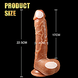 Вібратор-фалоїмітатор з телескопією й обертанням, Фаллос на пульті 21 см, Дилдо на присоску з підігрівом, Інті, фото 3
