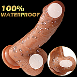 Вібратор-фалоїмітатор з телескопією й обертанням, Фаллос на пульті 21 см, Дилдо на присоску з підігрівом, Інті, фото 6