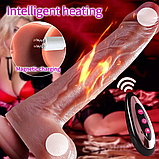 Вібратор-фалоїмітатор з телескопією й обертанням, Фаллос на пульті 21 см, Дилдо на присоску з підігрівом, Інті, фото 10