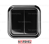 Вимикач 2 кл. двоклавішний зовнішній, накладний чорний матовий MAGLEV BLACK "MARSHEL" Туреччина, фото 3