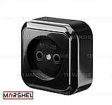 Розетка 1-а одинарна без заземлення зовнішня, накладна чорна матова MAGLEV BLACK "MARSHEL" Туреччина, фото 7