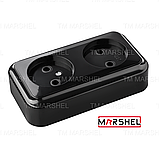 Розетка 2-а подвійна без заземлення накладна, зовнішня чорна матова MAGLEV BLACK "MARSHEL" Туреччина, фото 8