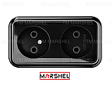 Розетка 2-а подвійна без заземлення накладна, зовнішня чорна матова MAGLEV BLACK "MARSHEL" Туреччина, фото 9