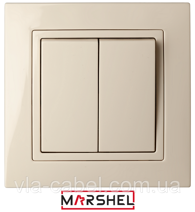 Вимикач 2-й подвійний внутрішній бежевий ELEGANT BEIGE "MARSHEL" Туреччина, фото 1