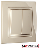 Вимикач 2-й подвійний внутрішній бежевий ELEGANT BEIGE "MARSHEL" Туреччина, фото 2