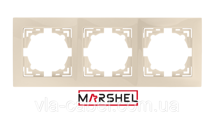 Рамка потрійна, тримісна горизонтальна бежева ELEGANT BEIGE "MARSHEL" Туреччина, фото 1