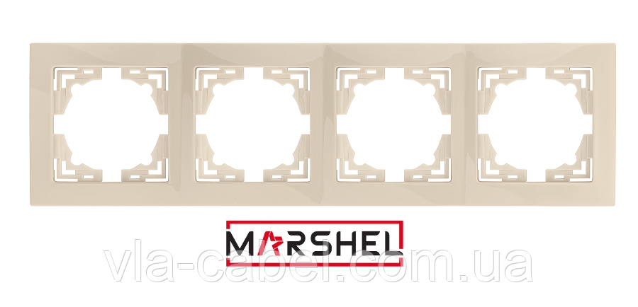 Рамка четверна, чотиримісна горизонтальна бежева ELEGANT BEIGЕ "MARSHEL" Туреччина