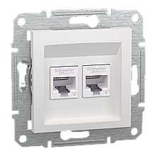 Розетка  Schneider-Electric Asfora RJ45 подвійна, тип UTP, категорія 6е, біла без рамки  EPH4870121