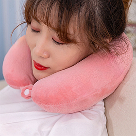 Ортопедична подушка для подорожей Monochrome 30x25см (Дорожня подушка для шиї) Рожевий