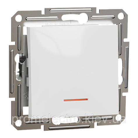 Вимикач Schneider-Electric Asfora 1-клавішний з підсвіткою білий без рамки EPH1470121, фото 1