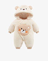 Велюровий дитячий комбінезон теплий чоловічок з ведмежатком