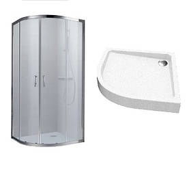 Душова кабіна ROUND напівкругла 900x900x1900 мм прозоре + піддон Grace 900х900 полукр