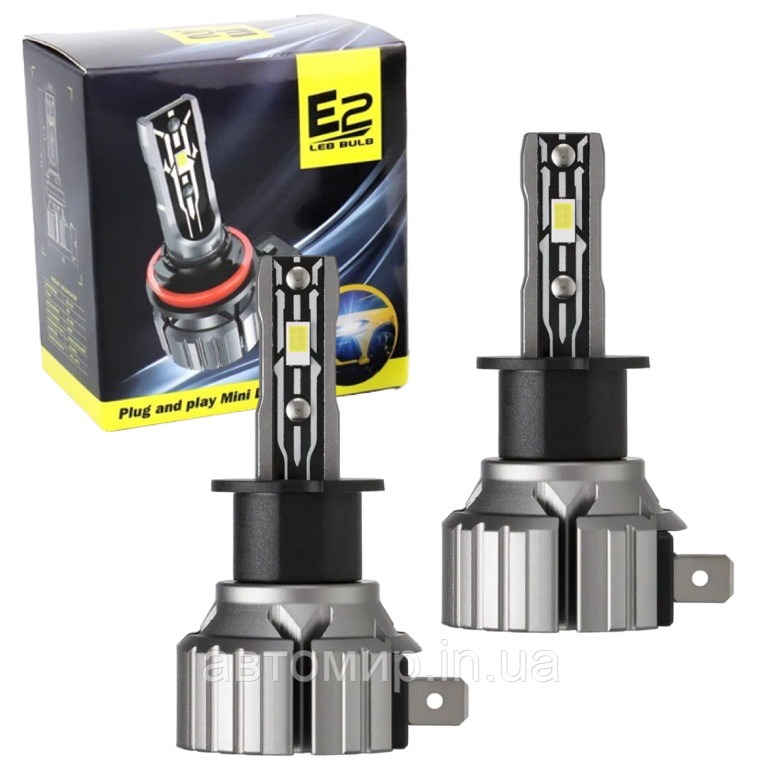 Автомобільні світлодіодні LED лампи у фару головного світла E2 H3, 18W, 6500K, 9-18V, радіаторне охолодження