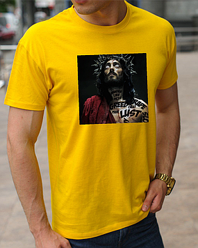 Релігійні бавовняні футболки з написом Jesus of Nazareth (Ісус з Назарета), бавовна 100% розмір S