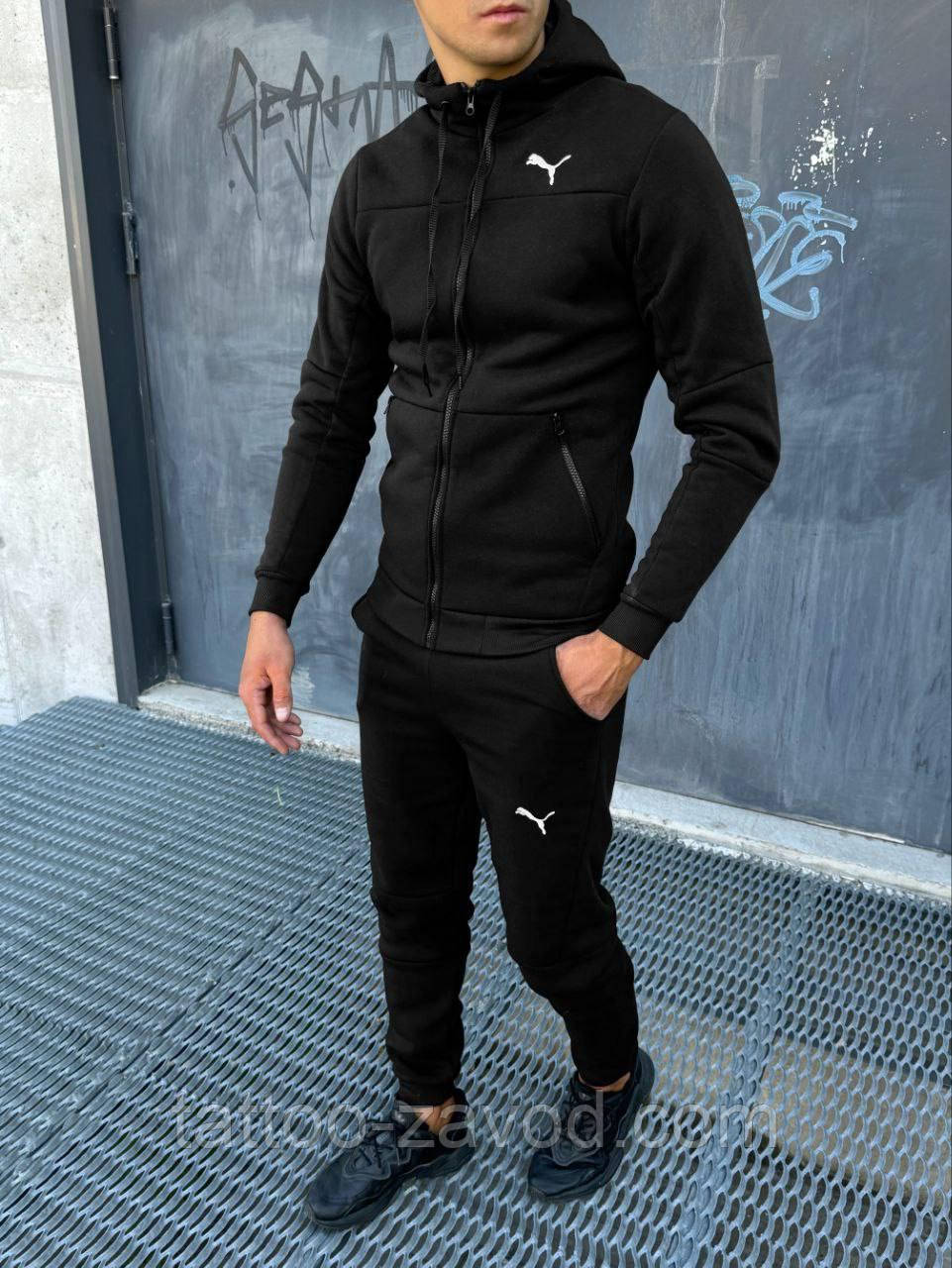 Теплий костюм чоловічий кофта на блискавці та штани тринитка на флісі S M L XL XXL, фото 1