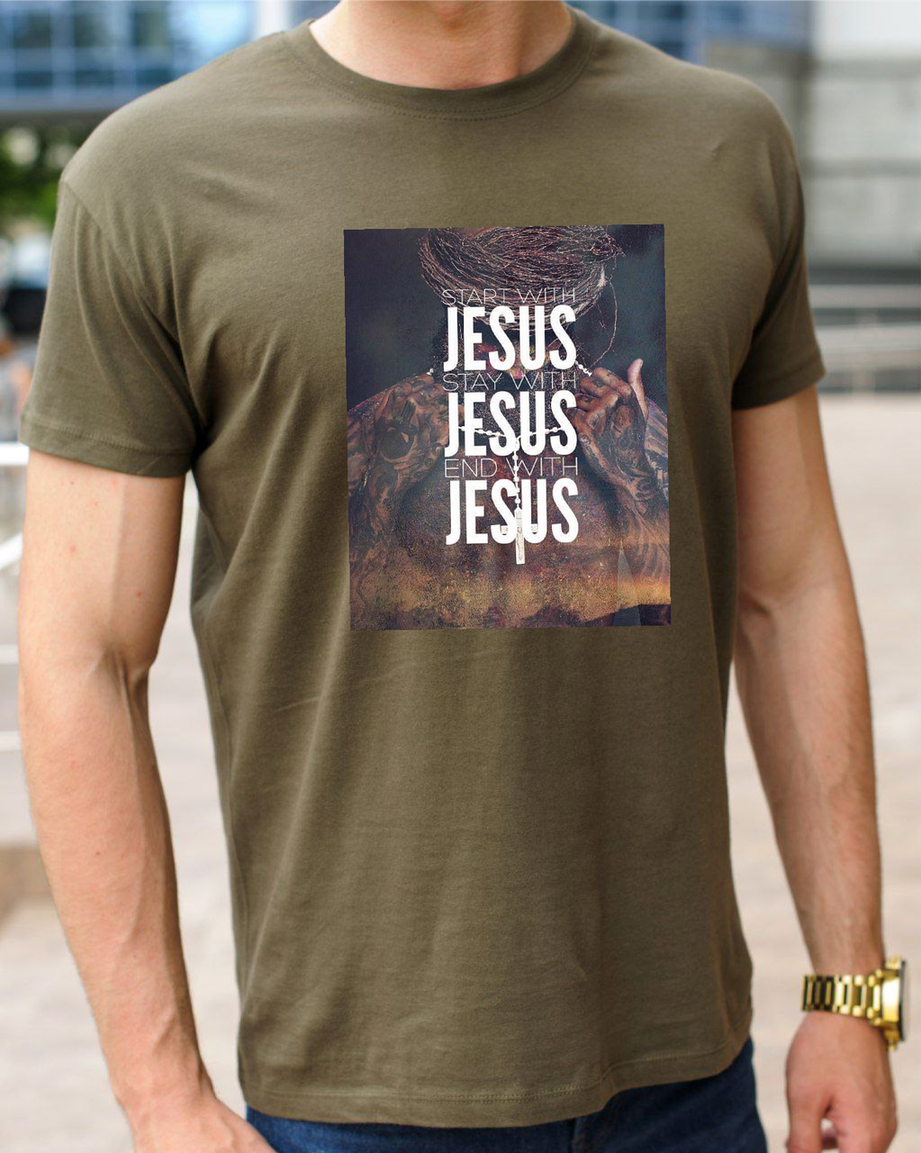 Релігійні бавовняні футболки Start with Jesus (Почни з Ісуса), одяг із християнською символікою розмір S