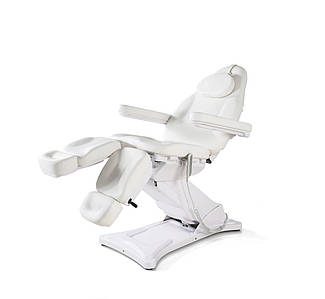 Педикюрне електричне крісло кушетка (3 мотори) крісло для педикюру біле мод. 8185-L PVC