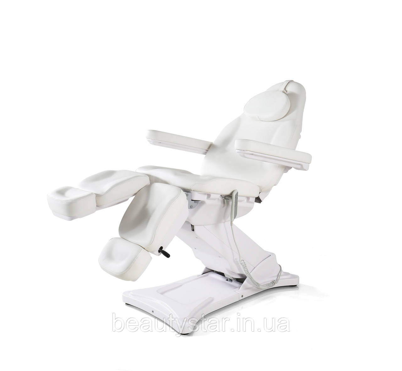 Кушетка електрична педикюрна (3 мотора) крісло для педикюру з кутом нахилу WHITE мод. 8185-L PVC, фото 1
