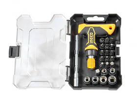 Викрутка Т-подібна INGCO з набором насадок і головок (24 шт.)