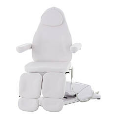 Електрична кушетка для педикюру косметологічна (2 мотори) WHITE 8186-L PVC Педикюрне крісло подолога
