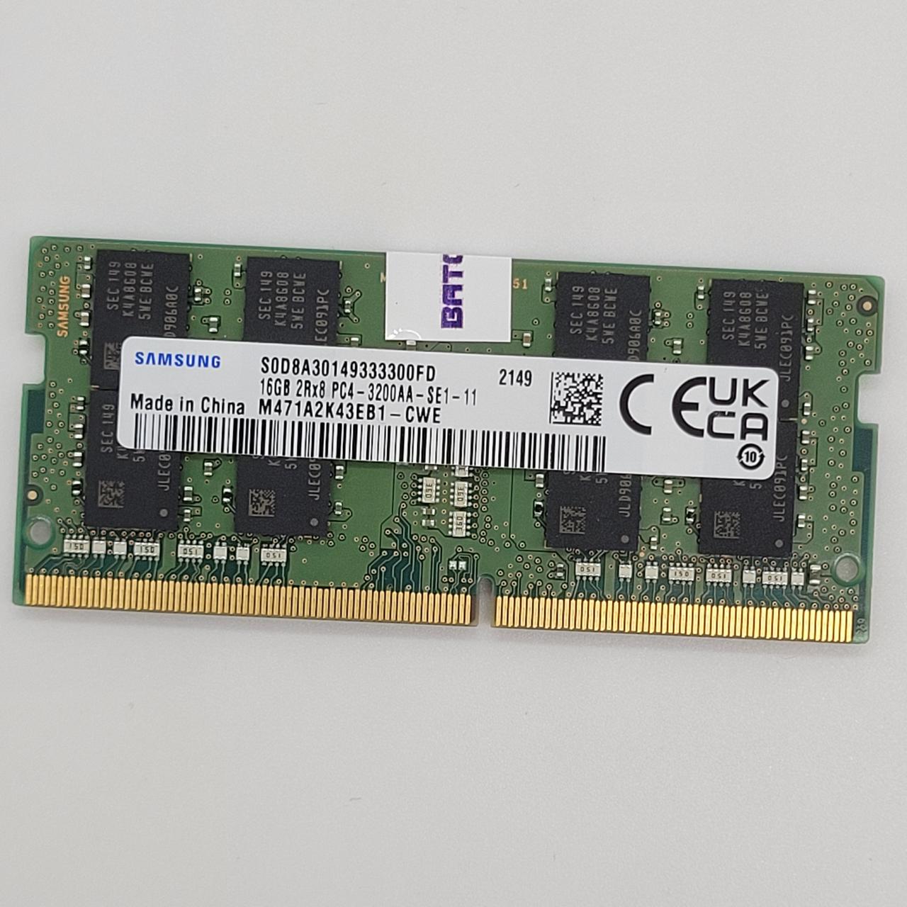 Оперативна пам'ять для ноутбука Samsung SODIMM DDR4 16Gb 3200MHz PC4-25600 CL22 (M471A2K43EB1-CWE) Б/В